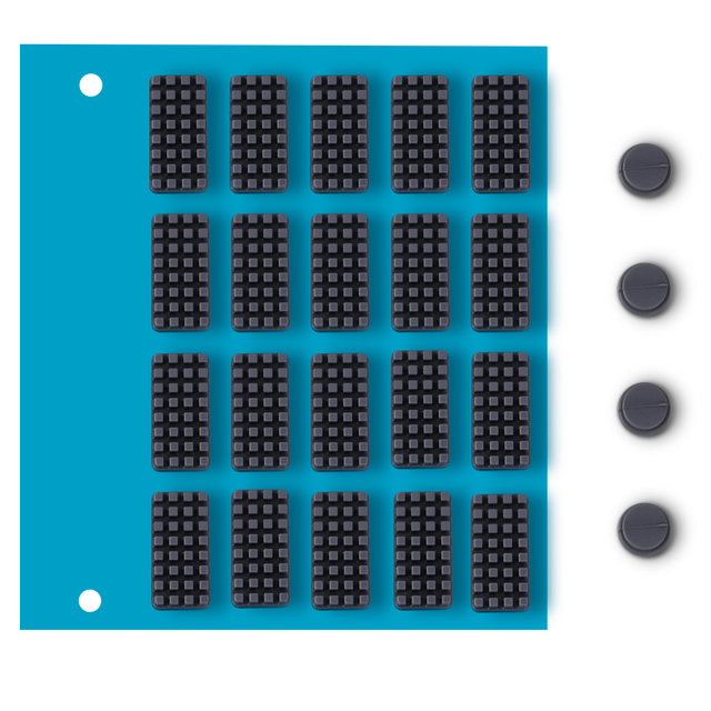 Snapmaker U1 Nozzle Cleaning Brushes & Parking Pads Kit showing 20 silicone scrapers on a sheet plus 4 silicone clog removers for long-term maintenance.