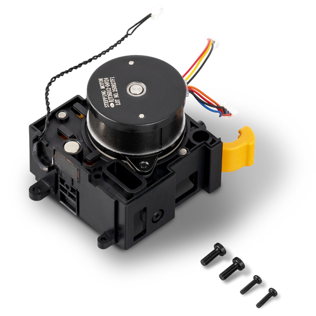 Extruder Unit for Snapmaker U1 top view showing the motor, wiring, and included mounting screws.