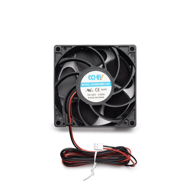 Snapmaker Boosted Exhaust Fan with attached wiring, supporting ventilation in the Artisan enclosure.