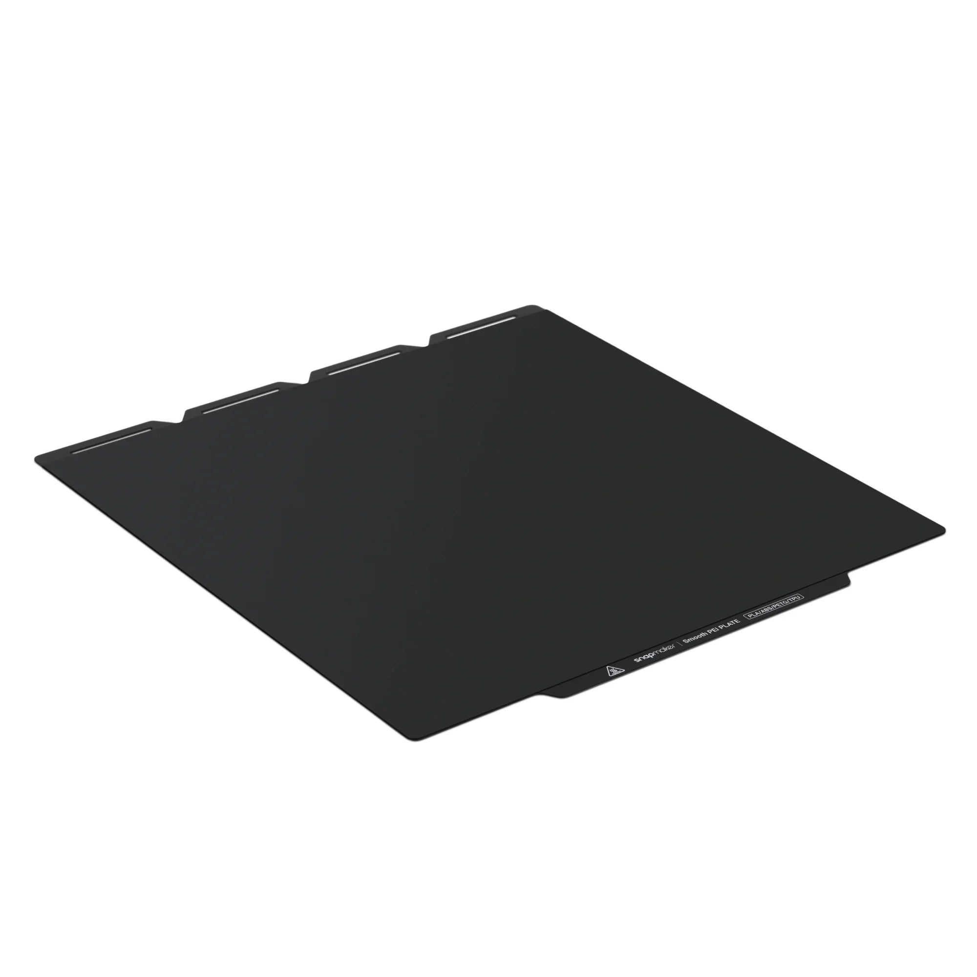 Angled view of Smooth PEI Steel Plate for Snapmaker U1 with a smooth print surface.
