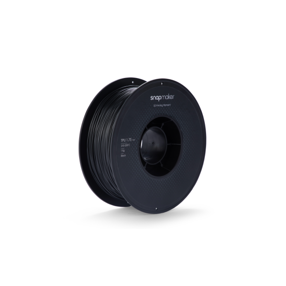 Snapmaker TPU filament spool in black, ideal for precise and reliable flexible 3D prints.