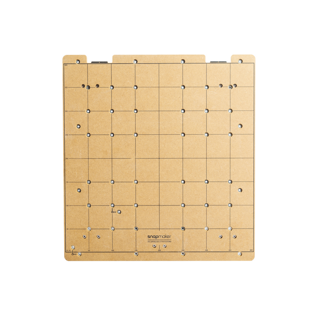 CNC Carving Platform for Artisan with grid lines and mounting holes for CNC carving and cutting.
