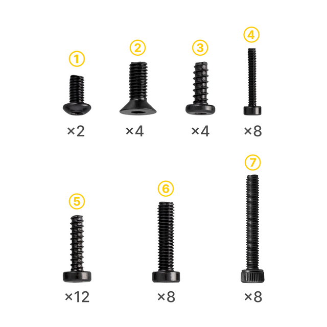 A comprehensive assortment of various M-sized screws and fasteners neatly organized in a transparent storage box for the Snapmaker U1.